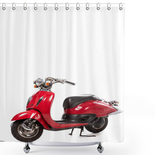 Personality  Red Retro Scooter Isolated On White Shower Curtains