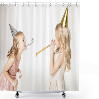 Personality  Kids With Party Blowers Shower Curtains