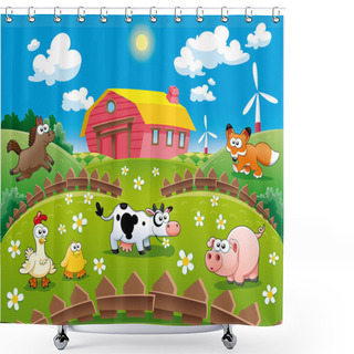 Personality  Farm Illustration. Shower Curtains