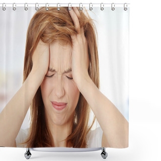 Personality  Woman With Headache Shower Curtains
