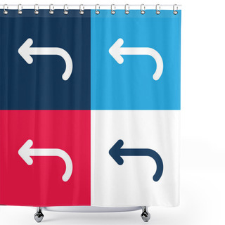 Personality  Back Left Curved Arrow Blue And Red Four Color Minimal Icon Set Shower Curtains