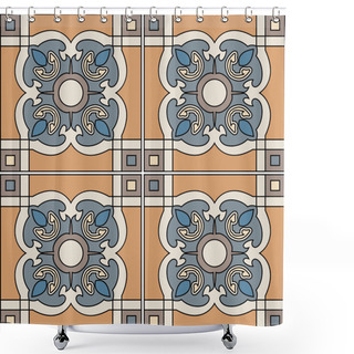 Personality  Seamless Pattern Illustration In Traditional Style - Like Portuguese Tiles. Shower Curtains