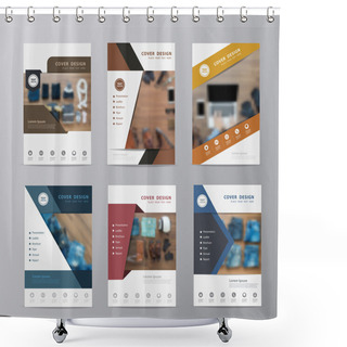 Personality  Annual Report Brochure Flyer Design Hipster Clothes Background Shower Curtains