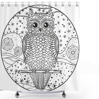 Personality  Mandala With Owl Shower Curtains
