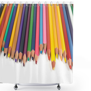 Personality  Colored Pencils Isolated On White Background. Shower Curtains