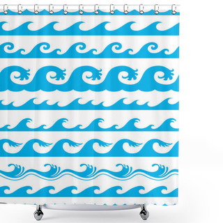 Personality  Seamless Ocean Wave Set Shower Curtains