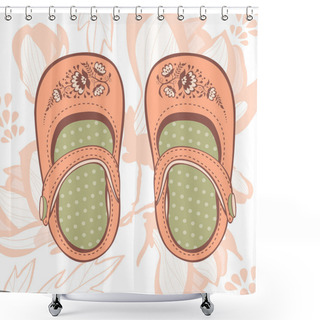 Personality  Illustration Of Beautiful Baby Girl Shoes Shower Curtains