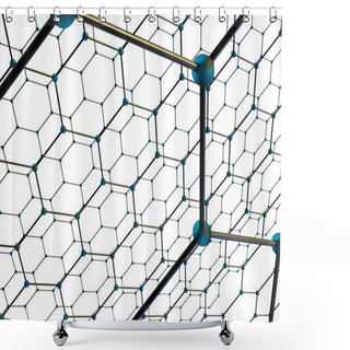 Personality  Geometric 3d Background With White Hexagons Shower Curtains