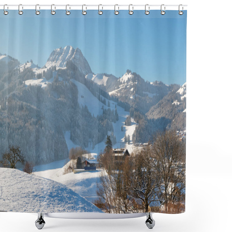 Personality  Idyllic Winter Mountain Landscape In The Alps Shower Curtains
