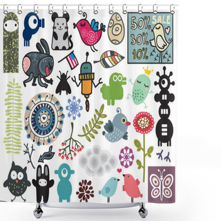 Personality  Mix Of Different Vector Images. Vol.11 Shower Curtains