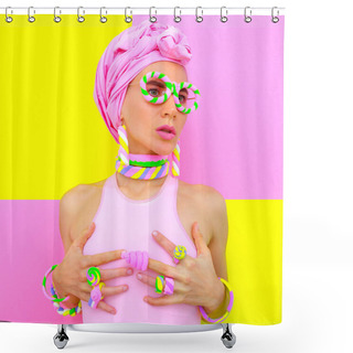 Personality  Candy Summer Lady In Sweet Accessories. Vanilla Fashion Style Shower Curtains