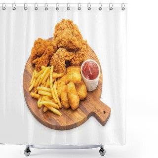 Personality  Fried Chicken With French Fries And Nuggets Meal (junk Food And  Shower Curtains