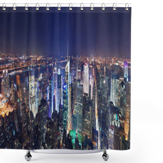 Personality  New York City Manhattan Night Panorama Shower Curtains
