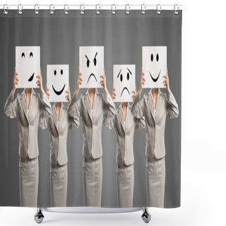 Personality  Image Of A Businesswomen Standing In A Row Shower Curtains