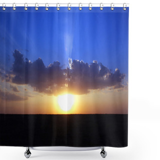 Personality  Sunset And Sun Behind The Cloud Shower Curtains