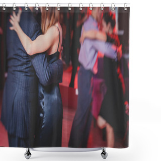Personality  Couples Dancing Argentinian Dance Milonga In The Ballroom, Tango Lesson In The Red Lights, Dance Festival Shower Curtains