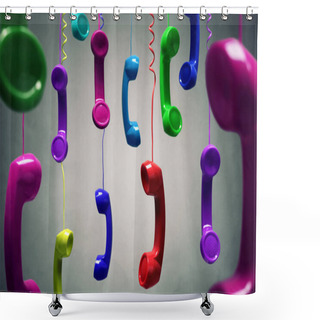 Personality  Color Telephone Receivers Shower Curtains