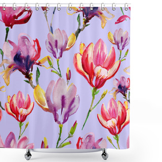 Personality  Watercolor Magnolias Pattern Shower Curtains
