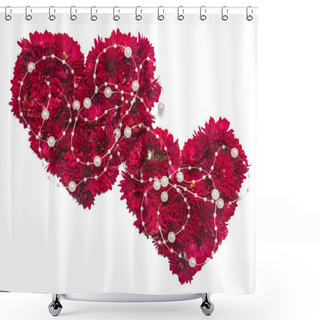 Personality  Two Hearts From Flowers Of Chrysanthemums Shower Curtains
