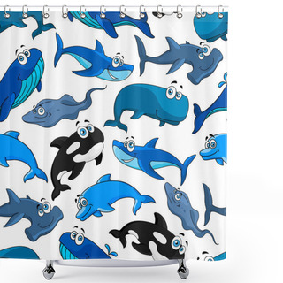 Personality  Marine Fish Cartoon Seamless Pattern Background Shower Curtains