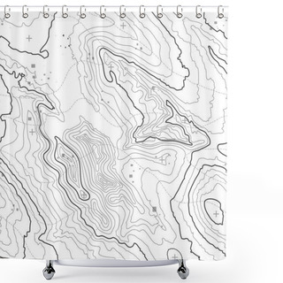 Personality  Topographic Map Background Concept With Space For Your Copy. Topography Lines Art Contour , Mountain Hiking Trail , Shape Vector Design. Computer Generated . Shower Curtains