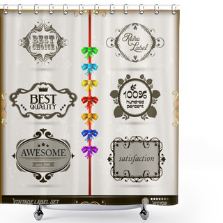 Personality  Set Of Calligraphic And Floral Design Elements Shower Curtains