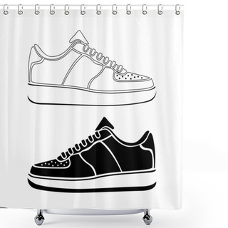 Personality  Running Shoe Icon SNEAKERS Vector Sport Active Icon Black Shower Curtains