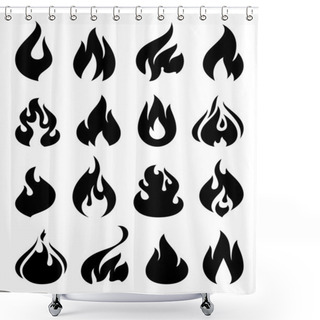 Personality  Fire Flames, Set Icons Shower Curtains