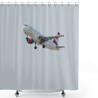 Personality  Flight Departure Of Commercial Plane In Cloudy Sky  Shower Curtains