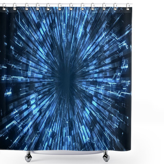 Personality  An Abstract Smooth Blue Luminous Circle Grows And Damps Shower Curtains