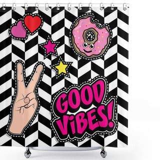Personality  Pop Art Fashion Chic Patches Shower Curtains