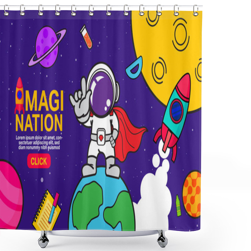 Personality  Imagination, Back To School, Creativity, Space Banner Design, Vector Banner Illustration Shower Curtains