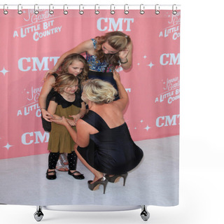 Personality  Jennie Garth With Daughters Luca Bella Facinelli, Lola Ray Facinelli, Fiona Eve Facinelli Shower Curtains