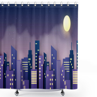 Personality  City Star Paper Art Style In Pastel Color Scheme Vector Illustration Shower Curtains