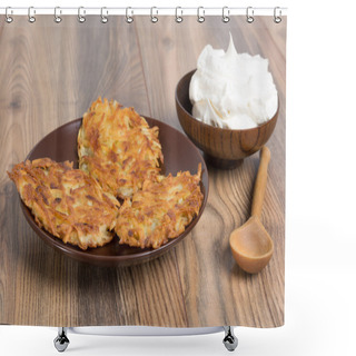 Personality  Potato Pancakes With Sour Cream Shower Curtains