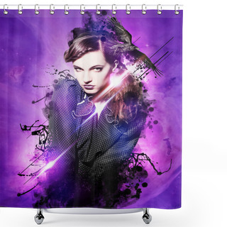 Personality  Beautiful Woman Flyer Design Shower Curtains