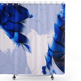 Personality  Close-up View Of Abstract Blue, Grey And White Painting Background  Shower Curtains