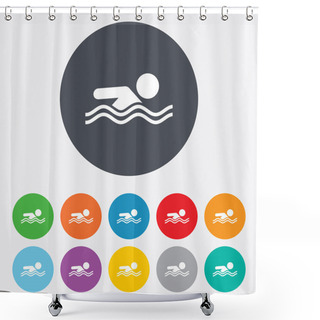 Personality  Swimming Sign Icon. Pool Swim Symbol. Shower Curtains