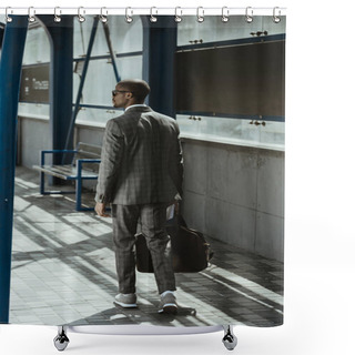 Personality  Confident Businessman Walking On Public Transport Station Shower Curtains
