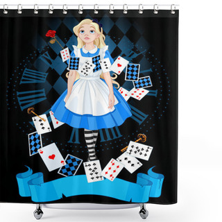 Personality  Alice On Background Of The Dial Shower Curtains