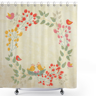 Personality  Background With Flowers And Birds Shower Curtains