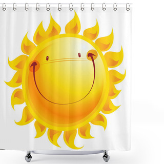 Personality  Happy Yellow Smiling Sun Cartoon Character Shower Curtains
