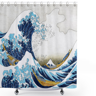 Personality  Hokusai's The Great Wave Of Kanagawa Adult Coloring Page Shower Curtains