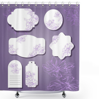 Personality  Collection Of Floral Retro Grunge Labels, Banners And Emblems With An Empty Seat For Your Text Shower Curtains