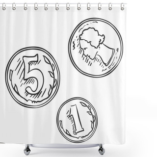 Personality  Set Of Sketch Coins Shower Curtains