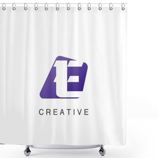 Personality  Abstract Techno Negative Space Initial Letter E Logo Icon Vector Design. Shower Curtains