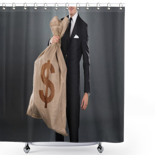 Personality  Businessman Carrying Sack With Dollar Sign Shower Curtains