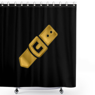 Personality  Belt And Buckle Gold Plated Metalic Icon Or Logo Vector Shower Curtains