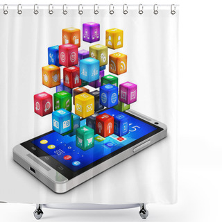 Personality  Smartphone With Cloud Of Icons Shower Curtains