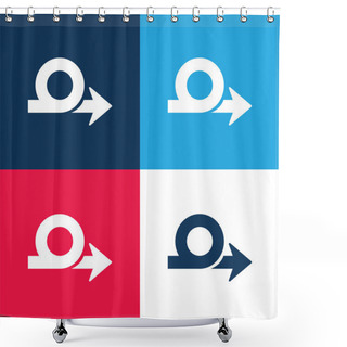 Personality  Arrow Loop Symbol Blue And Red Four Color Minimal Icon Set Shower Curtains